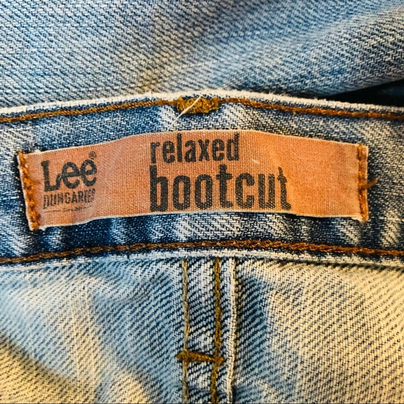 Vintage Distressed Lee Relaxed Bootcut Dungarees Grunge - Picture 14 of 16